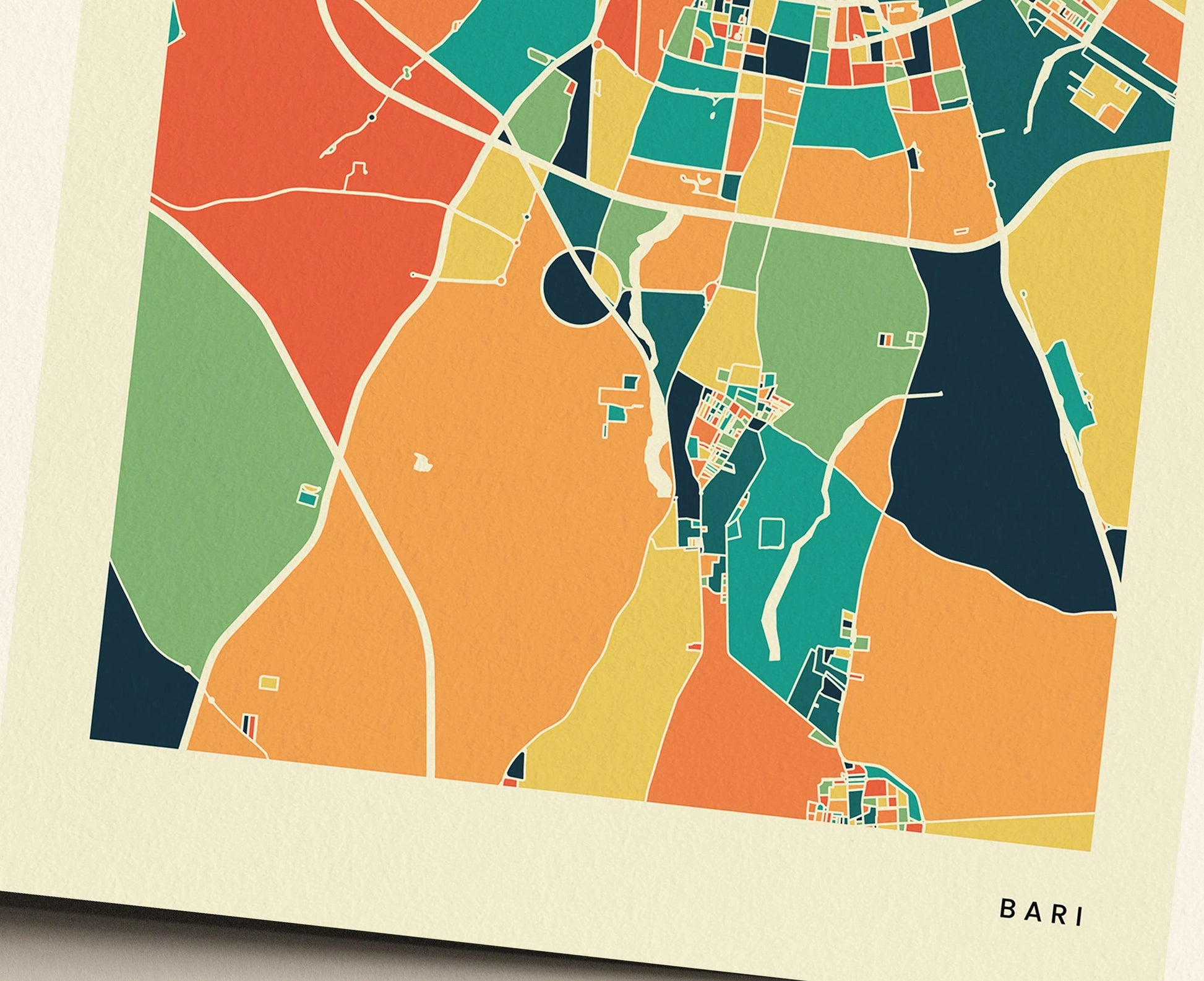 Bari Stadtkarte Poster – Polychroma Modern Art Print