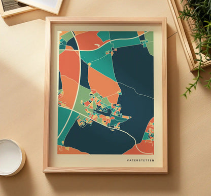 Vaterstetten Stadtkarte Poster – Polychroma Modern Art Print