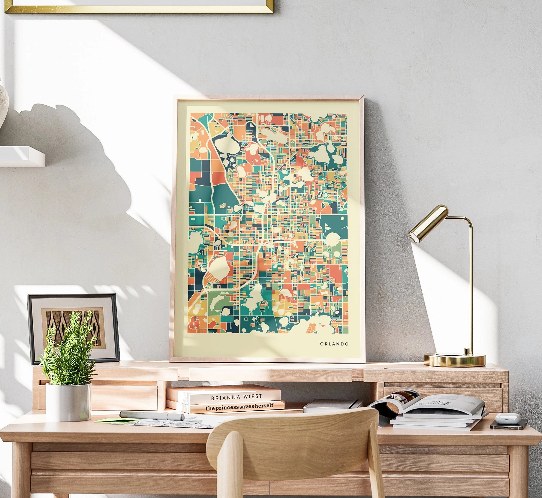 Orlando Stadtkarte Poster – Polychroma Modern Art Print