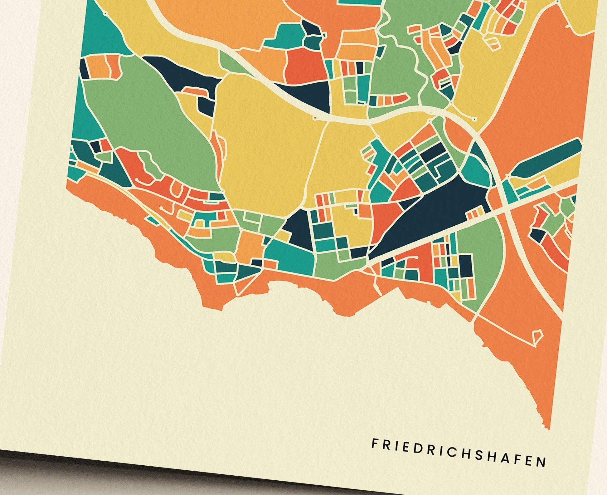 Friedrichshafen Stadtkarte Poster – Polychroma Modern Art Print