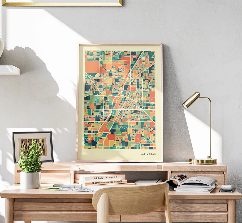 Las Vegas Stadtkarte Poster – Polychroma Modern Art Print