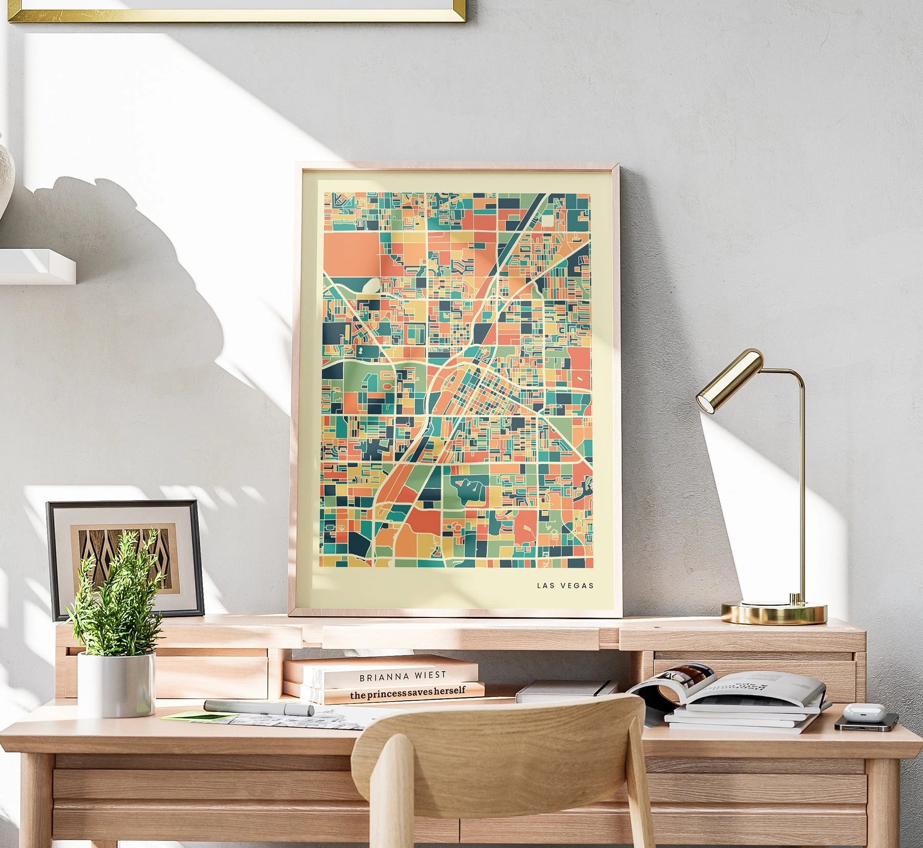 Las Vegas Stadtkarte Poster – Polychroma Modern Art Print