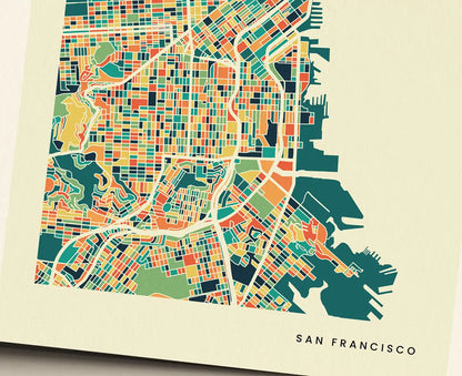 San Francisco Stadtkarte Poster – Polychroma Modern Art Print