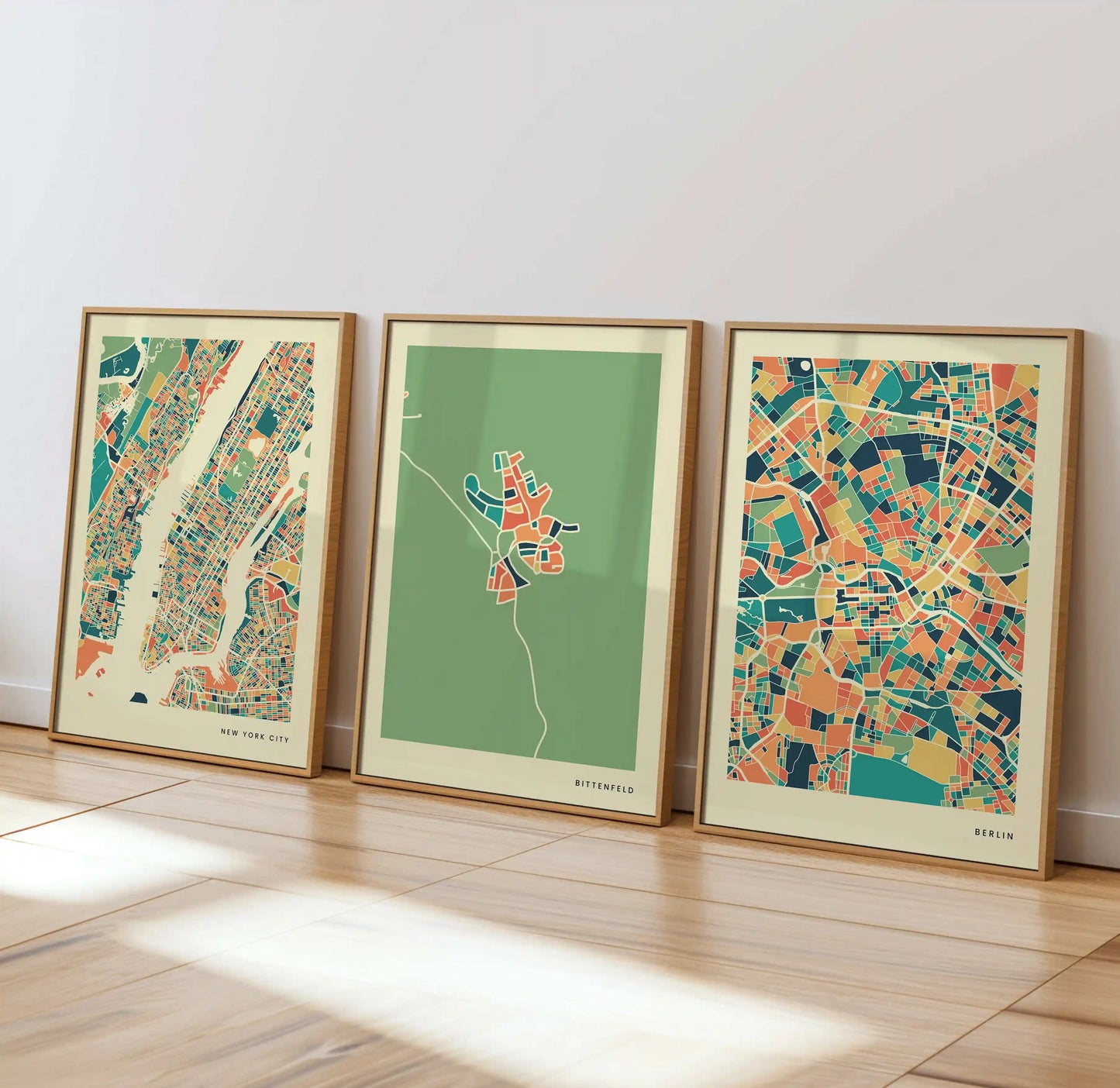 Bittenfeld Stadtkarte Poster – Polychroma Modern Art Print