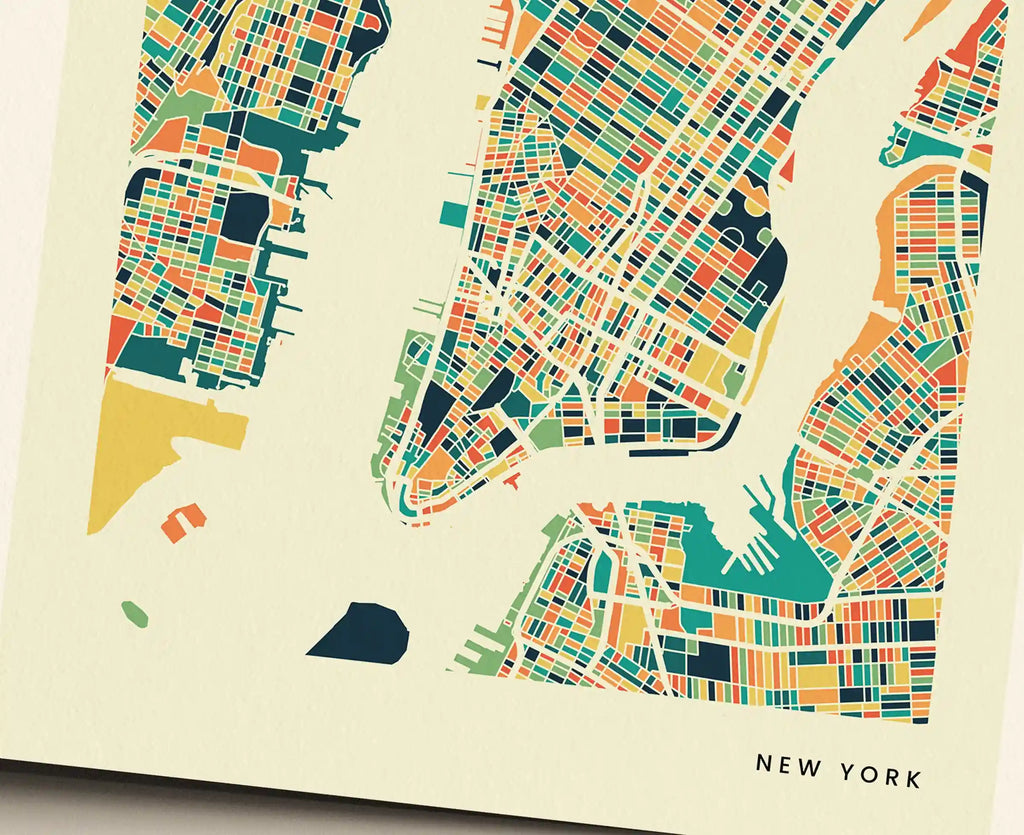 New York Stadtkarte Poster – Polychroma Modern Art Print