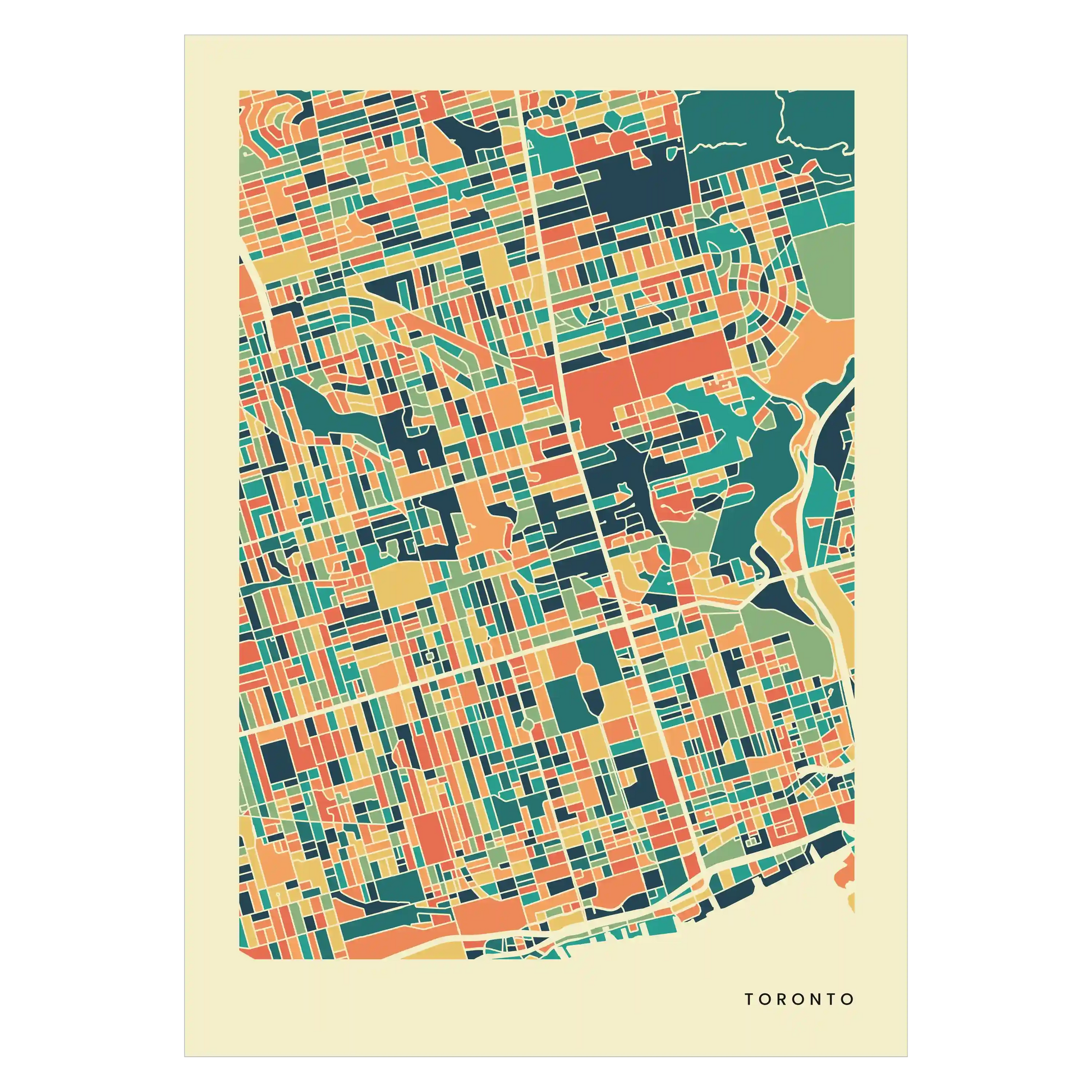 Toronto Stadtkarte Poster – Polychroma Modern Art Print