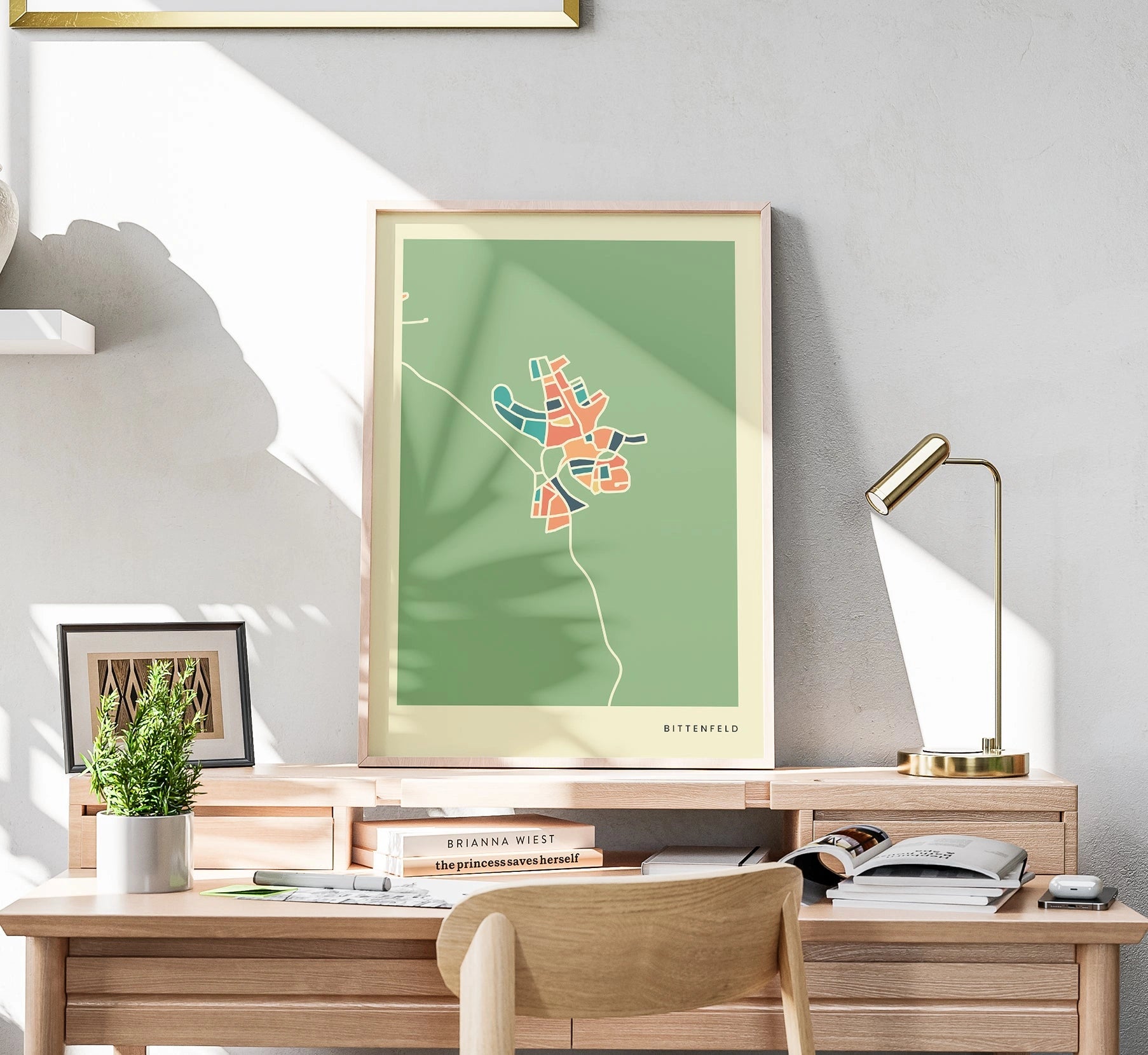 Bittenfeld Stadtkarte Poster – Polychroma Modern Art Print