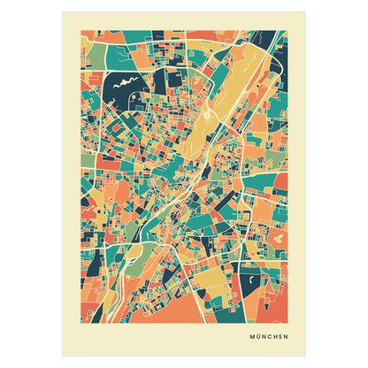 München Stadtkarte Poster – Polychroma Modern Art Print