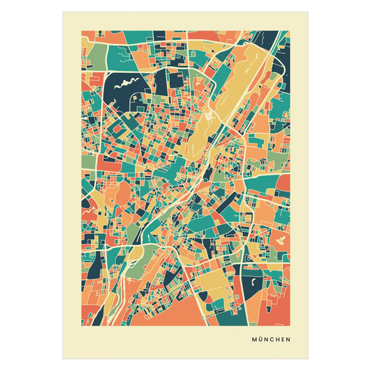 München Stadtkarte Poster – Polychroma Modern Art Print