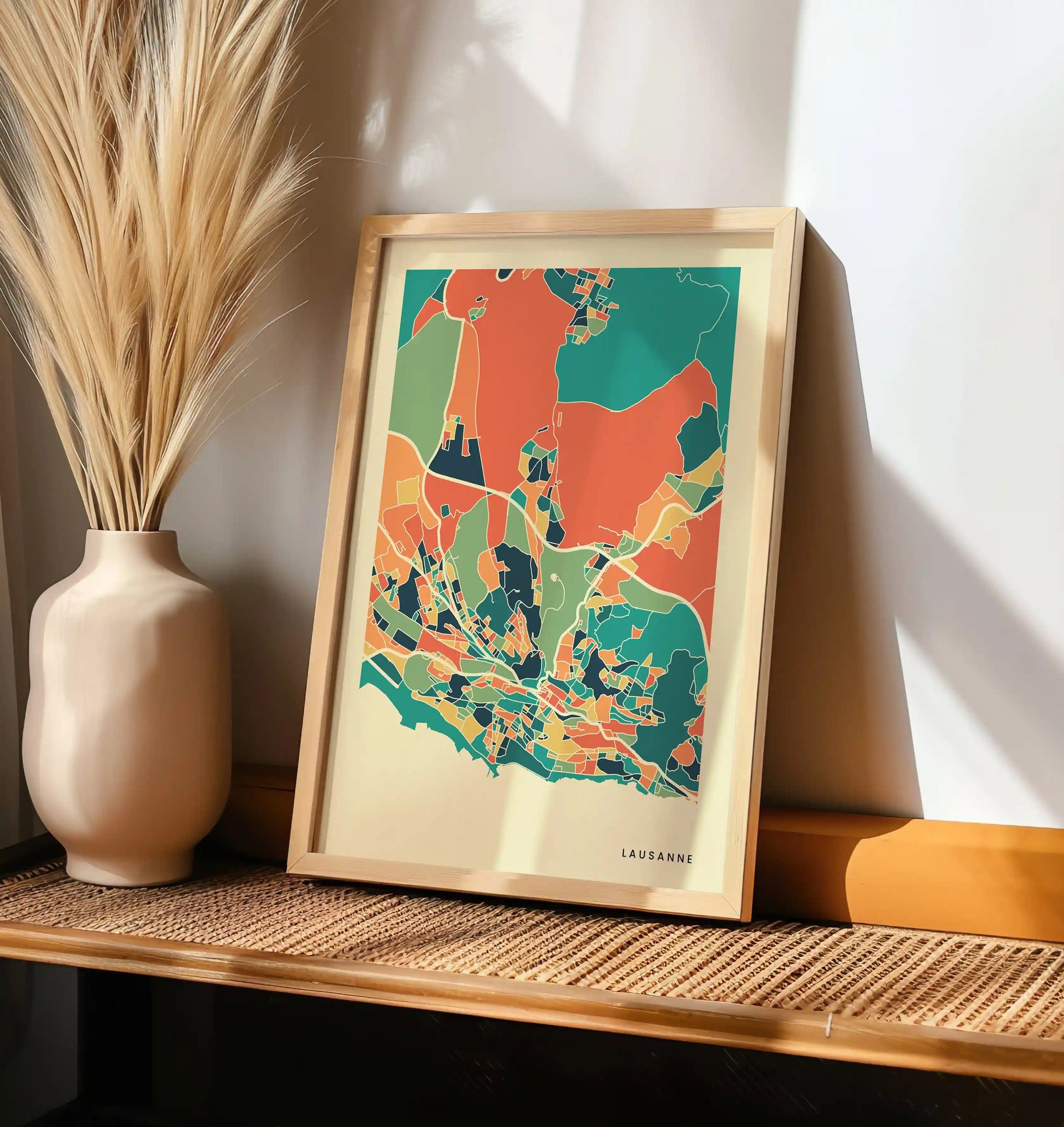 Lausanne Stadtkarte Poster – Polychroma Modern Art Print