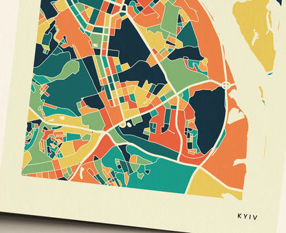 Kyiv Stadtkarte Poster – Polychroma Modern Art Print
