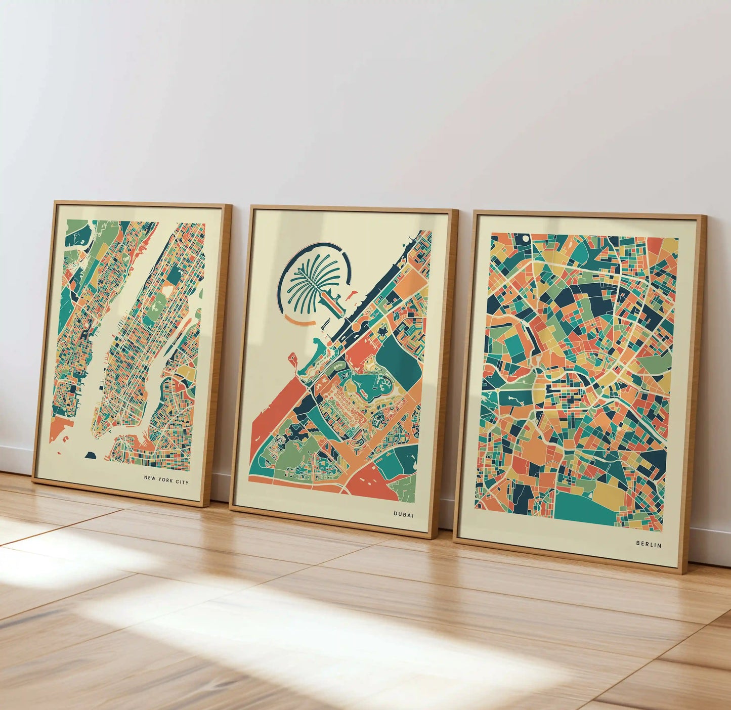 Dubai Stadtkarte Poster – Polychroma Modern Art Print