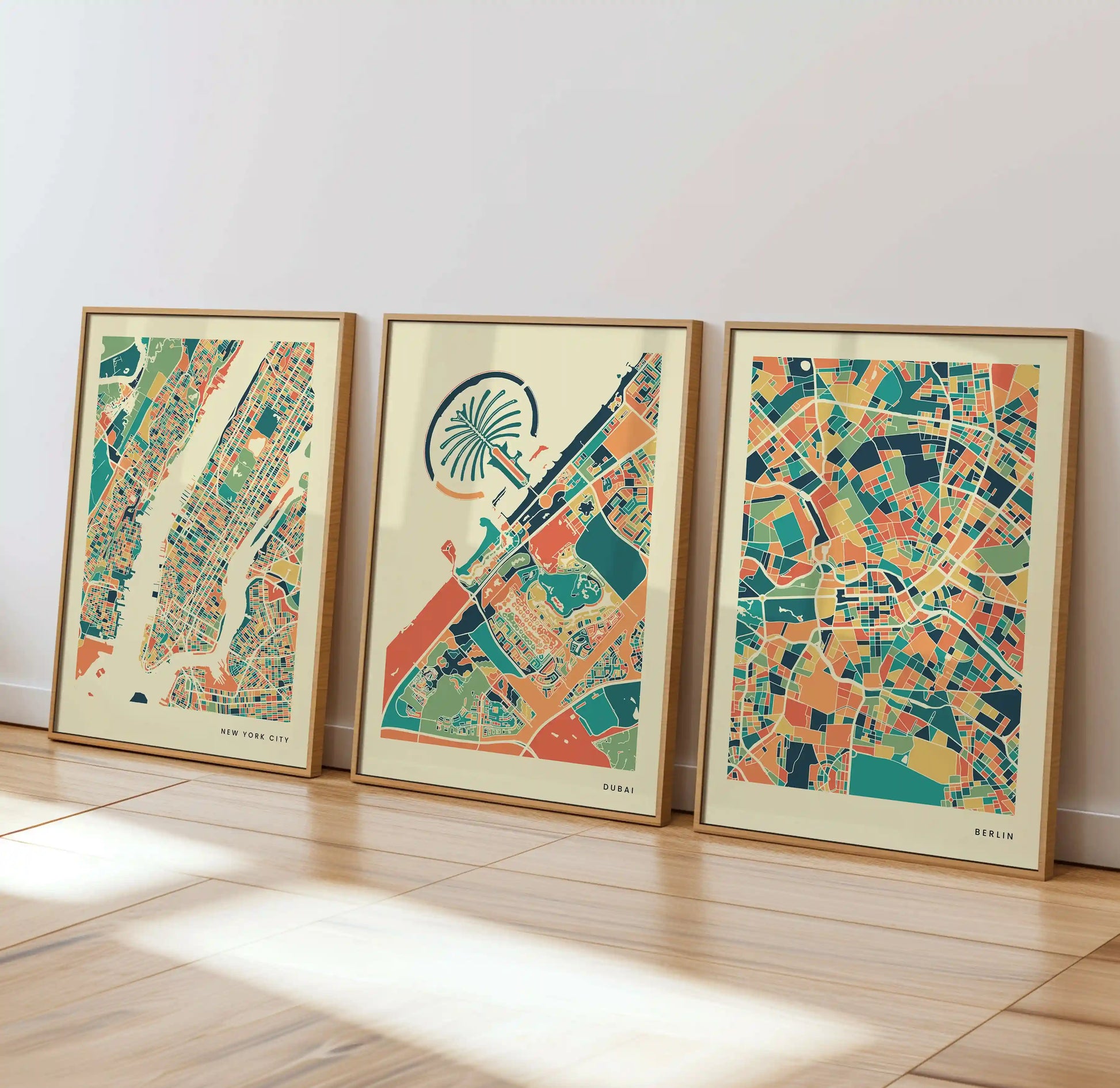 Dubai Stadtkarte Poster – Polychroma Modern Art Print