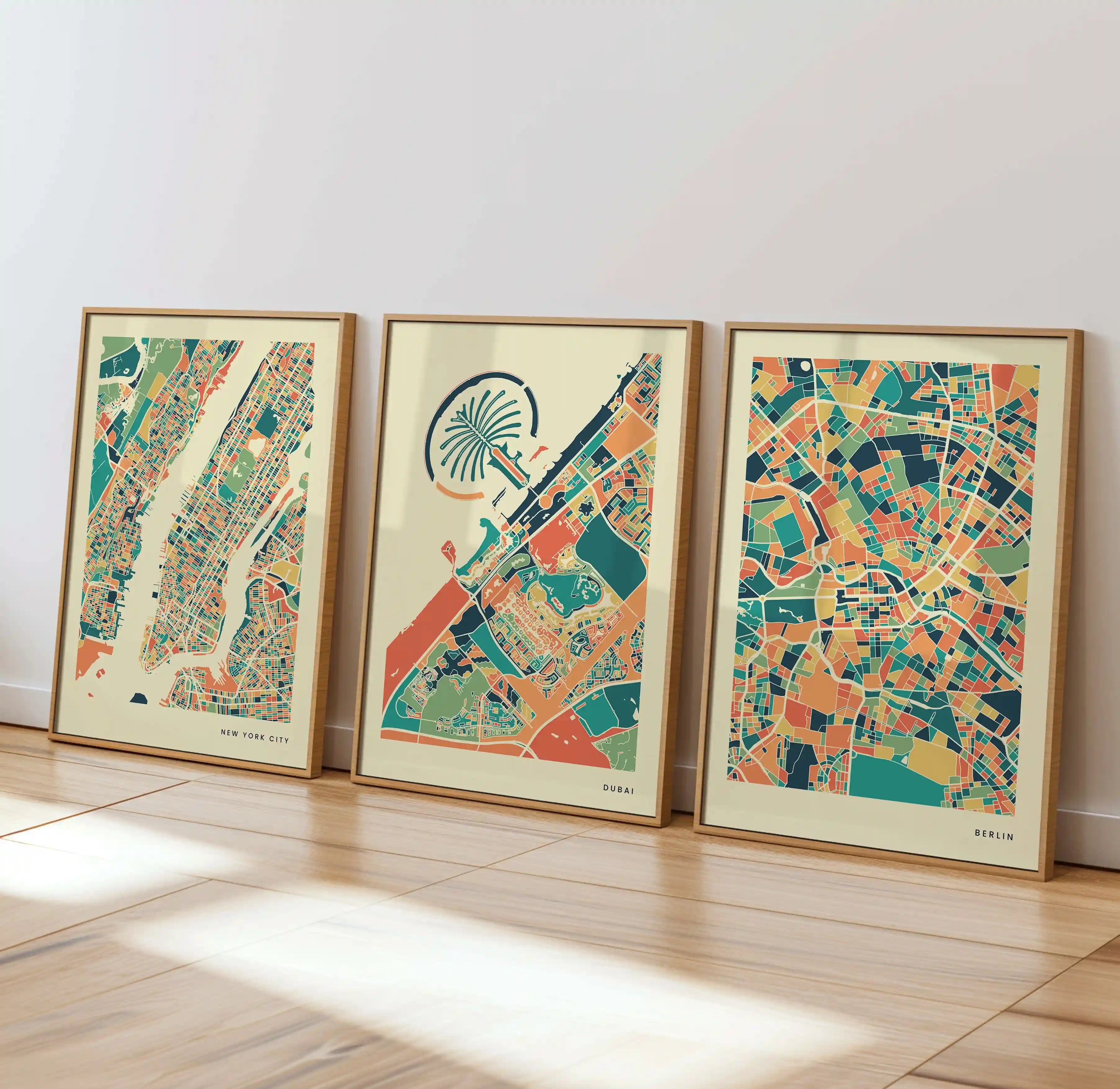 Dubai Stadtkarte Poster – Polychroma Modern Art Print