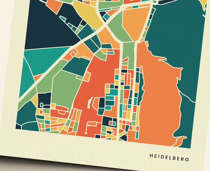 Heidelberg Stadtkarte Poster – Polychroma Modern Art Print