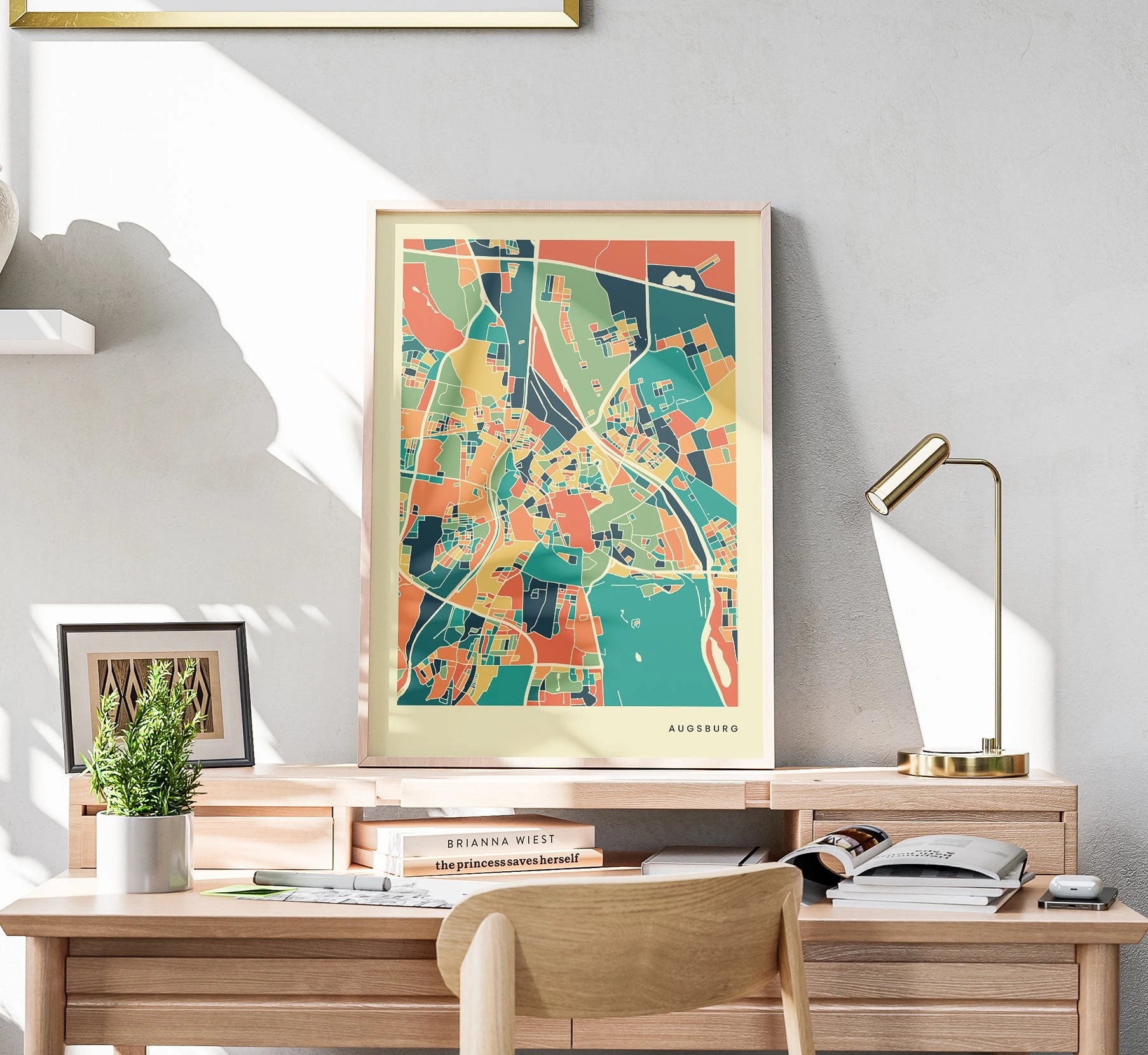 Augsburg Stadtkarte Poster – Polychroma Modern Art Print