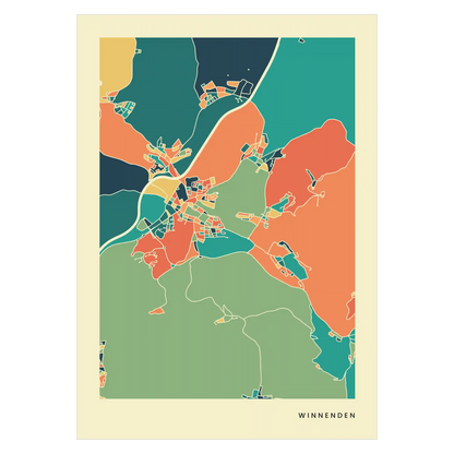 Winnenden Stadtkarte Poster – Polychroma Modern Art Print