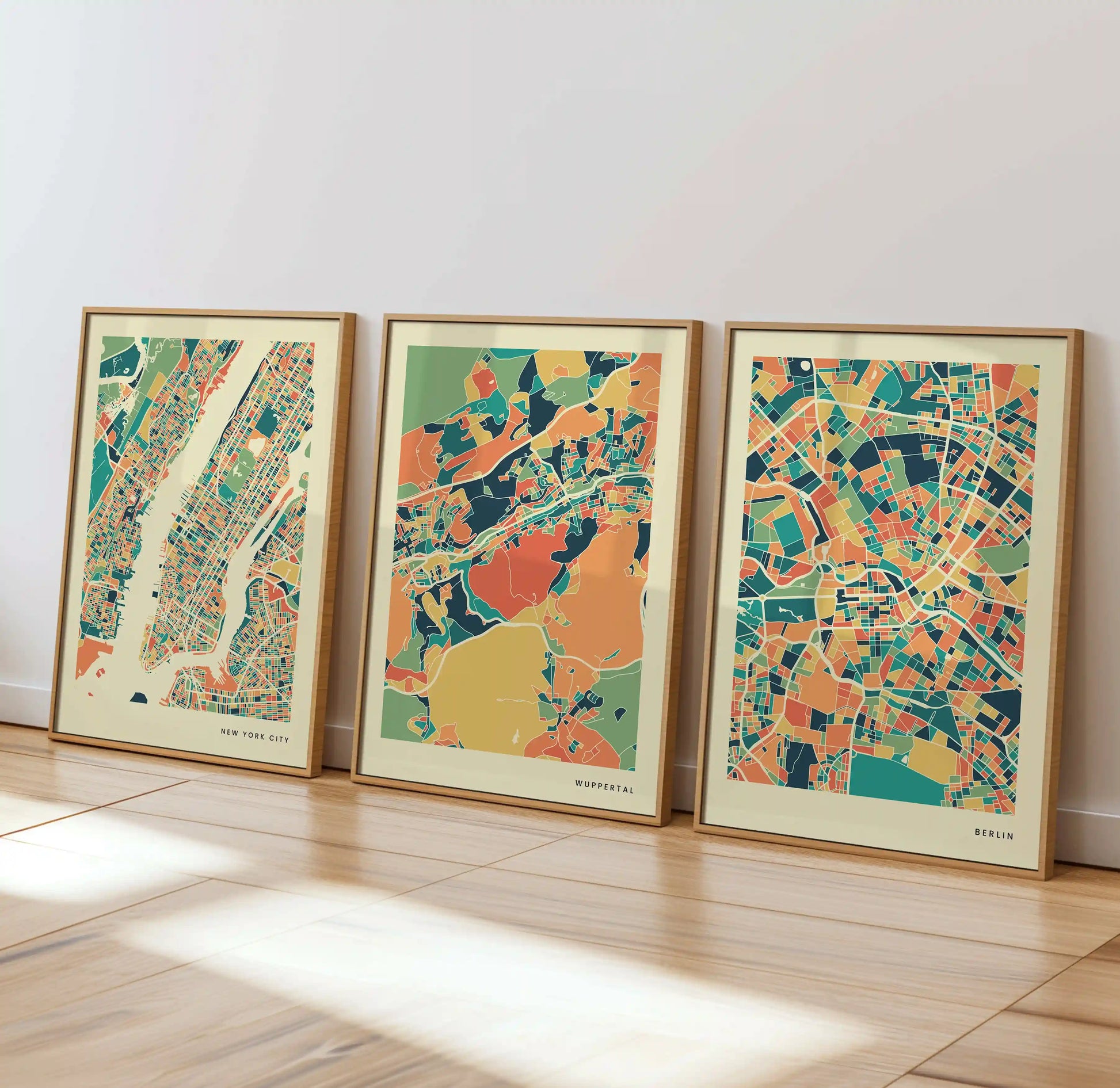 Wuppertal Stadtkarte Poster – Polychroma Modern Art Print