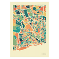 Lisboa Stadtkarte Poster – Polychroma Modern Art Print
