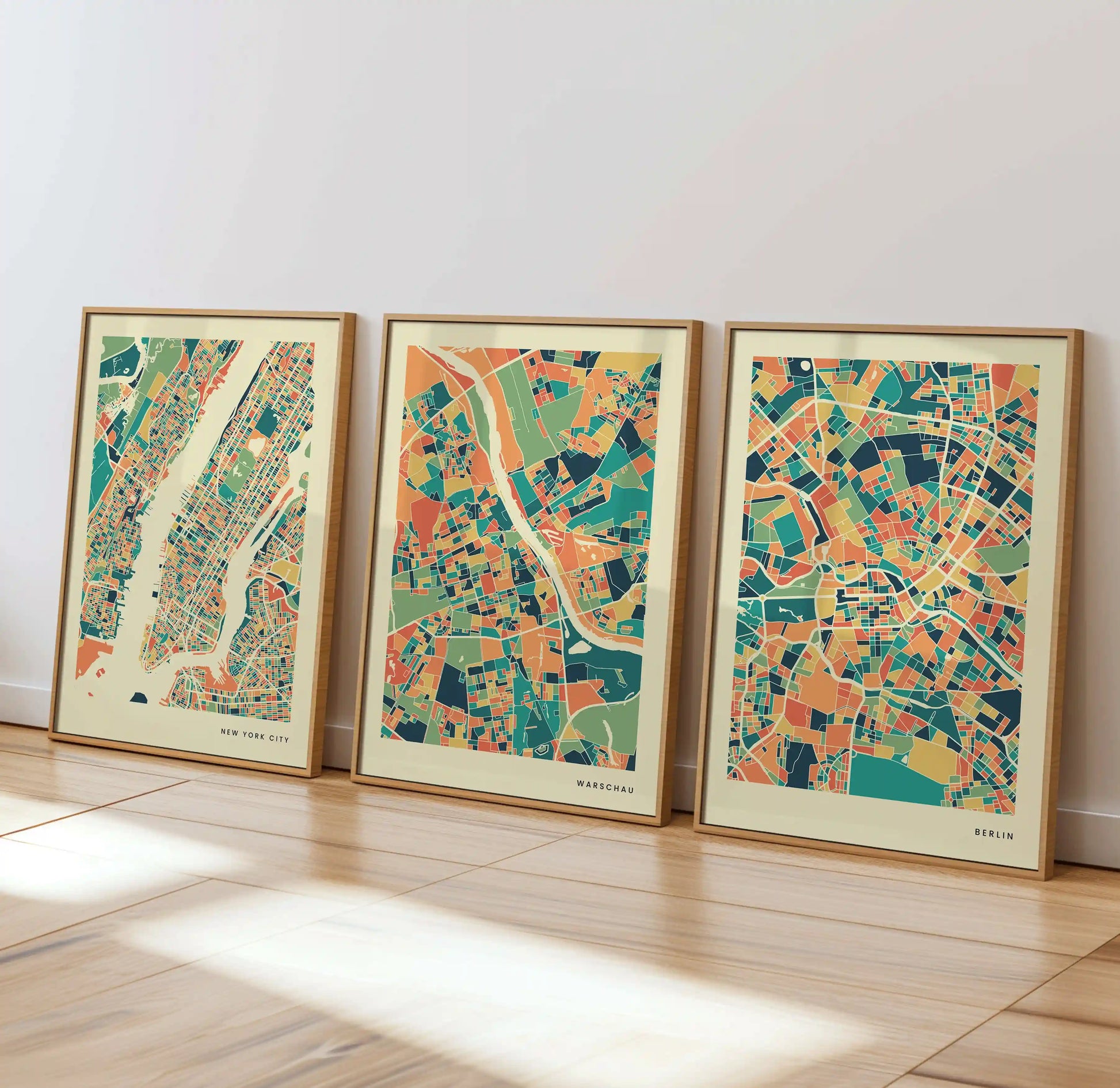 Warschau Stadtkarte Poster – Polychroma Modern Art Print