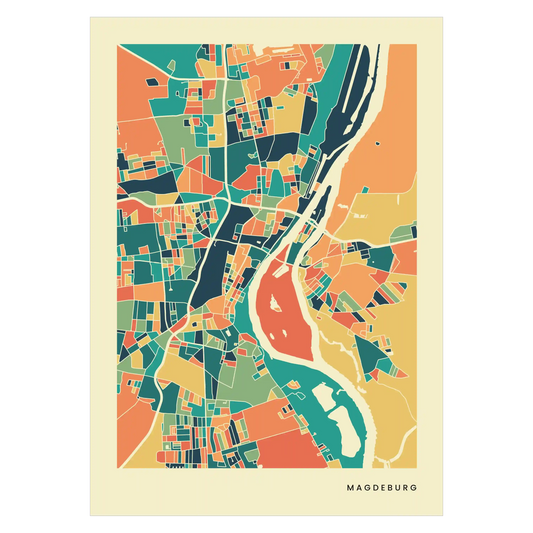 Magdeburg Stadtkarte Poster – Polychroma Modern Art Print