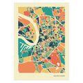 Dusseldorf Stadtkarte Poster – Polychroma Modern Art Print