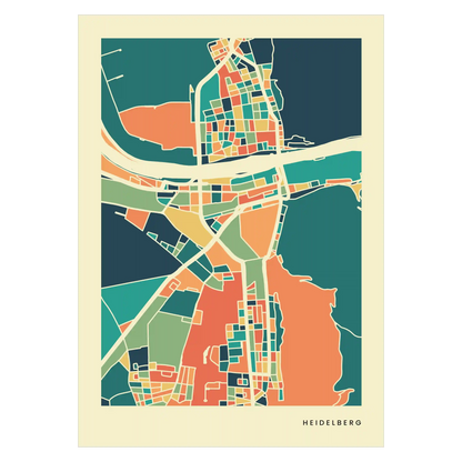 Heidelberg Stadtkarte Poster – Polychroma Modern Art Print