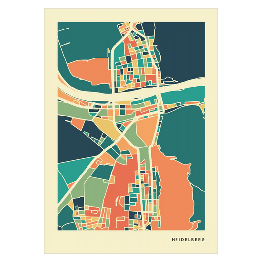 Heidelberg Stadtkarte Poster – Polychroma Modern Art Print