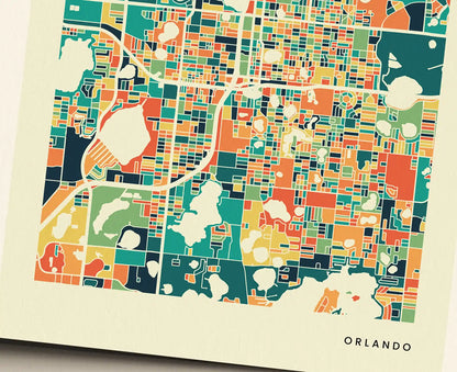 Orlando Stadtkarte Poster – Polychroma Modern Art Print