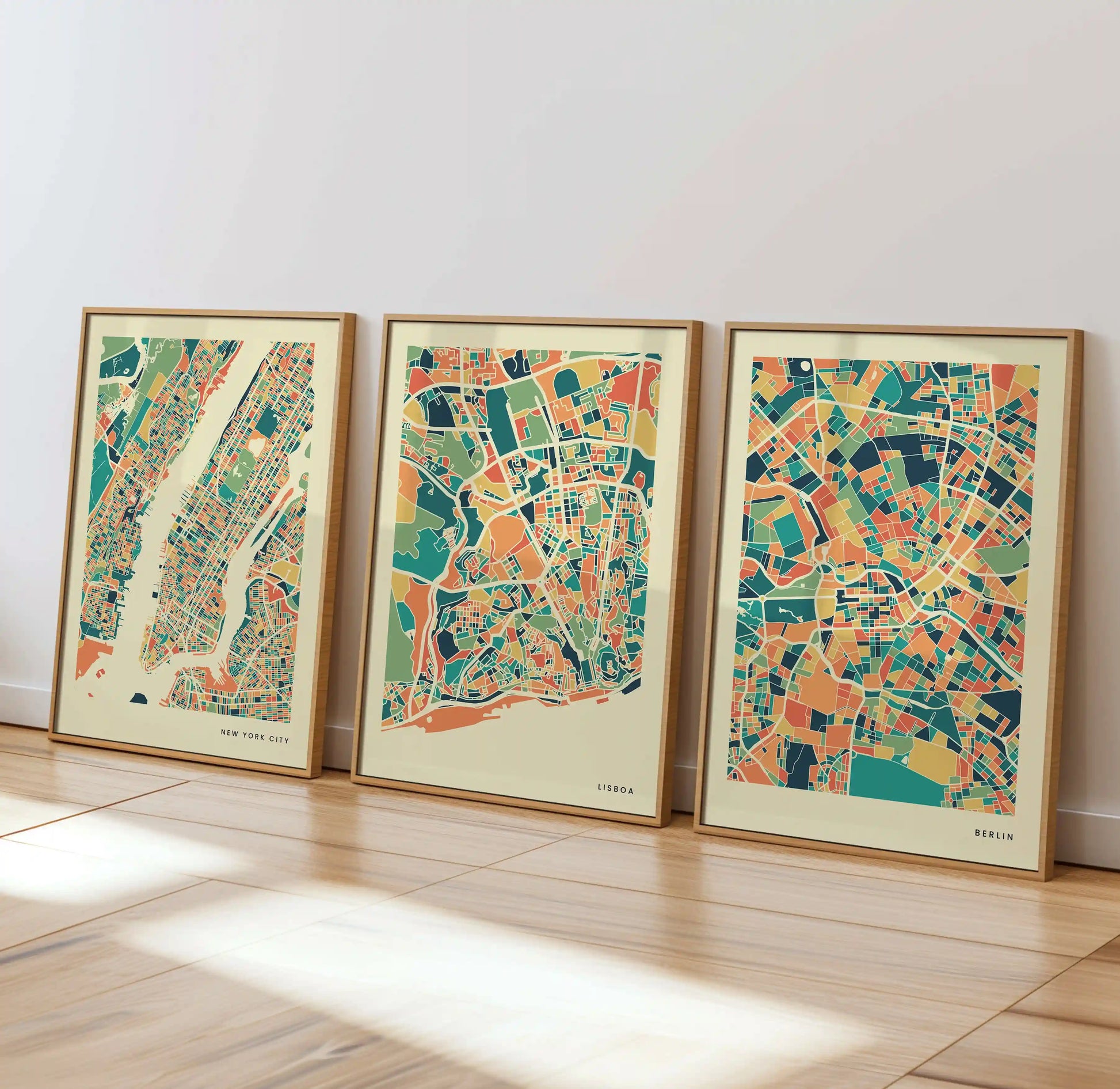 Lisboa Stadtkarte Poster – Polychroma Modern Art Print