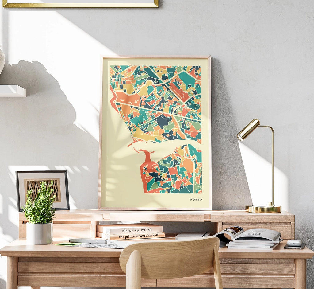 Porto Stadtkarte Poster – Polychroma Modern Art Print