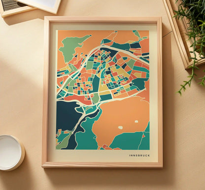 Innsbruck Stadtkarte Poster – Polychroma Modern Art Print