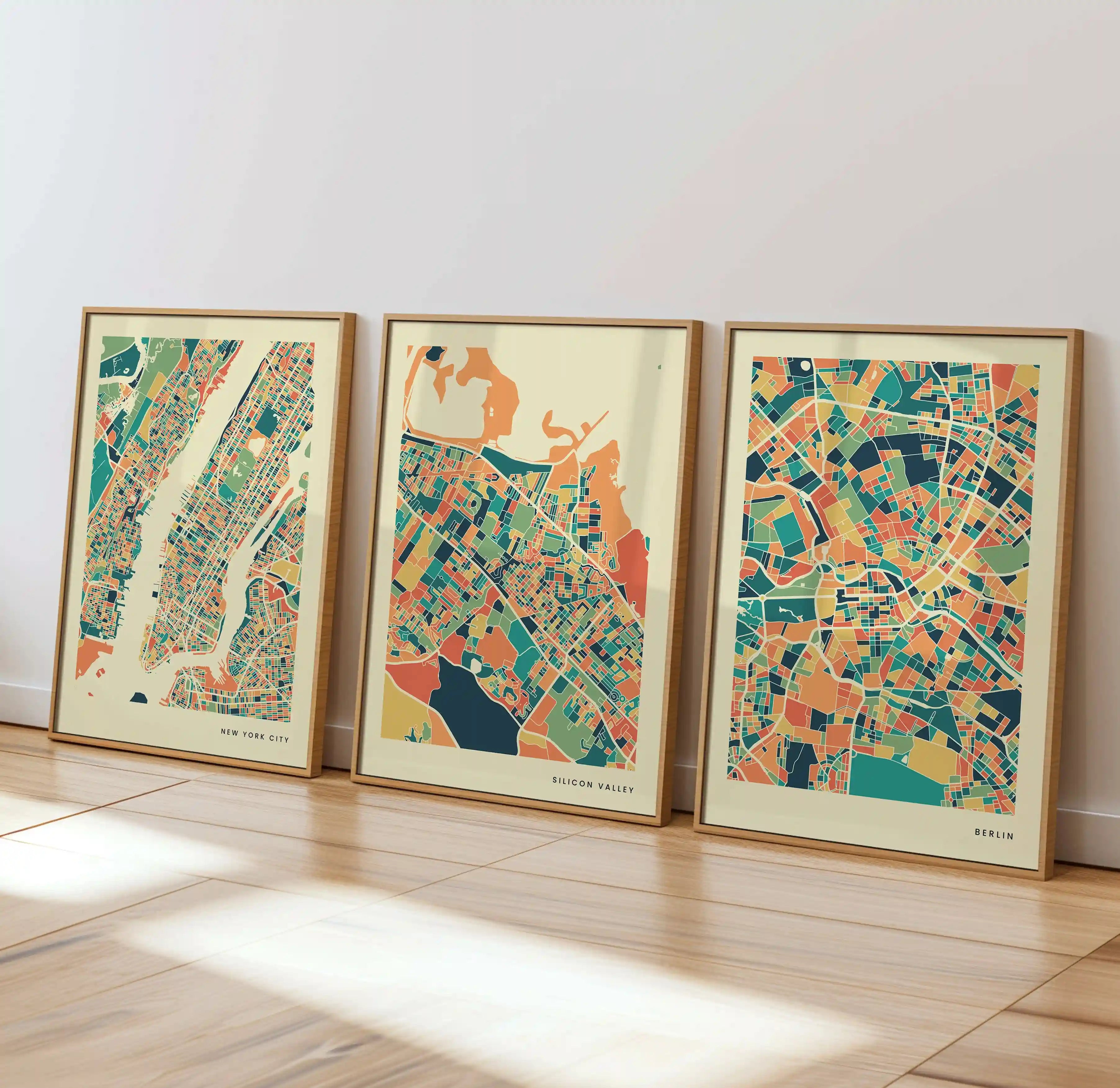 Silicon Valley Stadtkarte Poster – Polychroma Modern Art Print