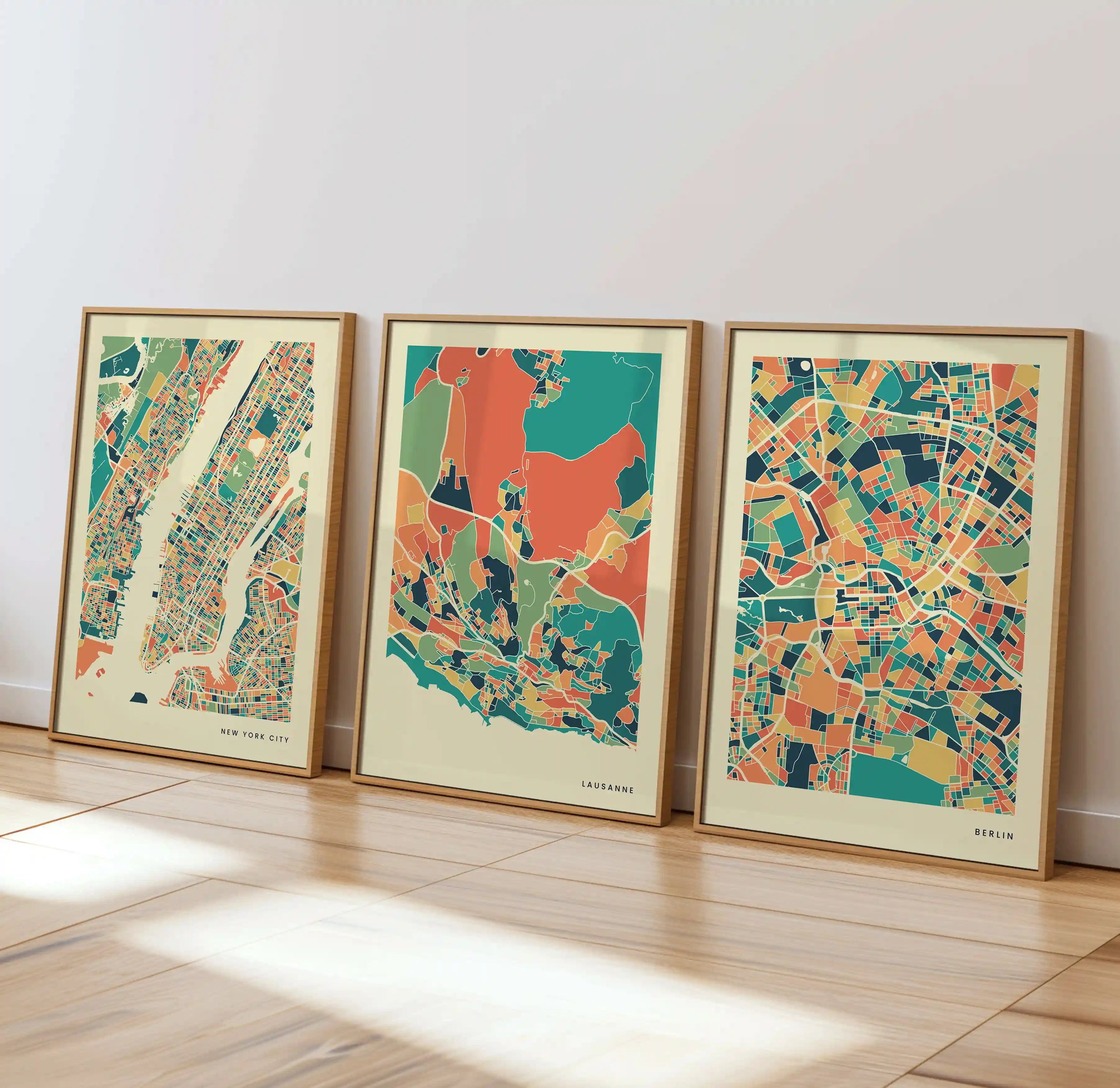 Lausanne Stadtkarte Poster – Polychroma Modern Art Print