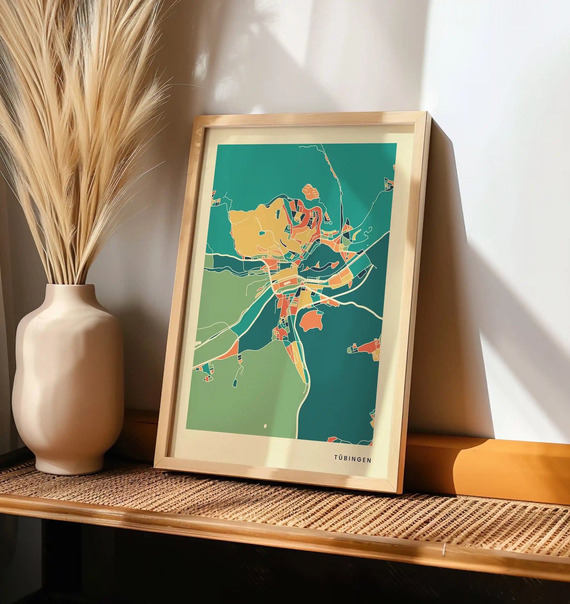 Tübingen Stadtkarte Poster – Polychroma Modern Art Print