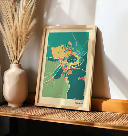 Tübingen Stadtkarte Poster – Polychroma Modern Art Print