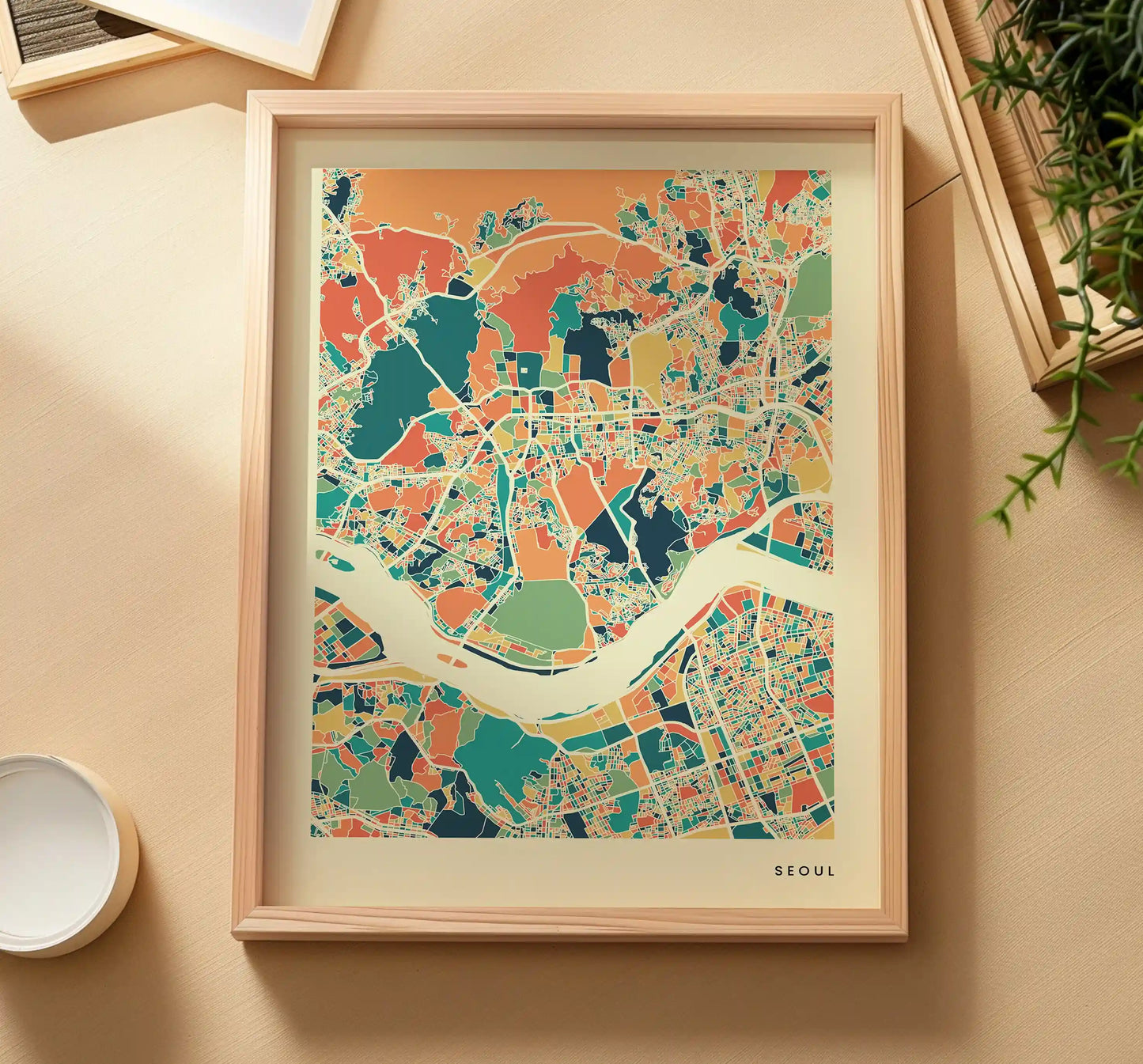 Seoul Stadtkarte Poster – Polychroma Modern Art Print
