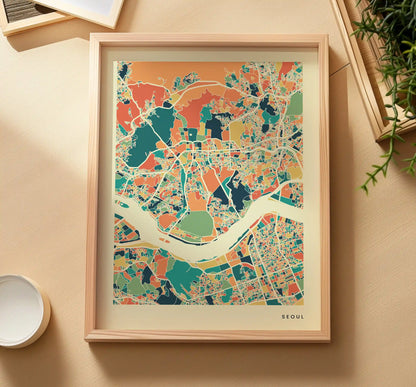 Seoul Stadtkarte Poster – Polychroma Modern Art Print