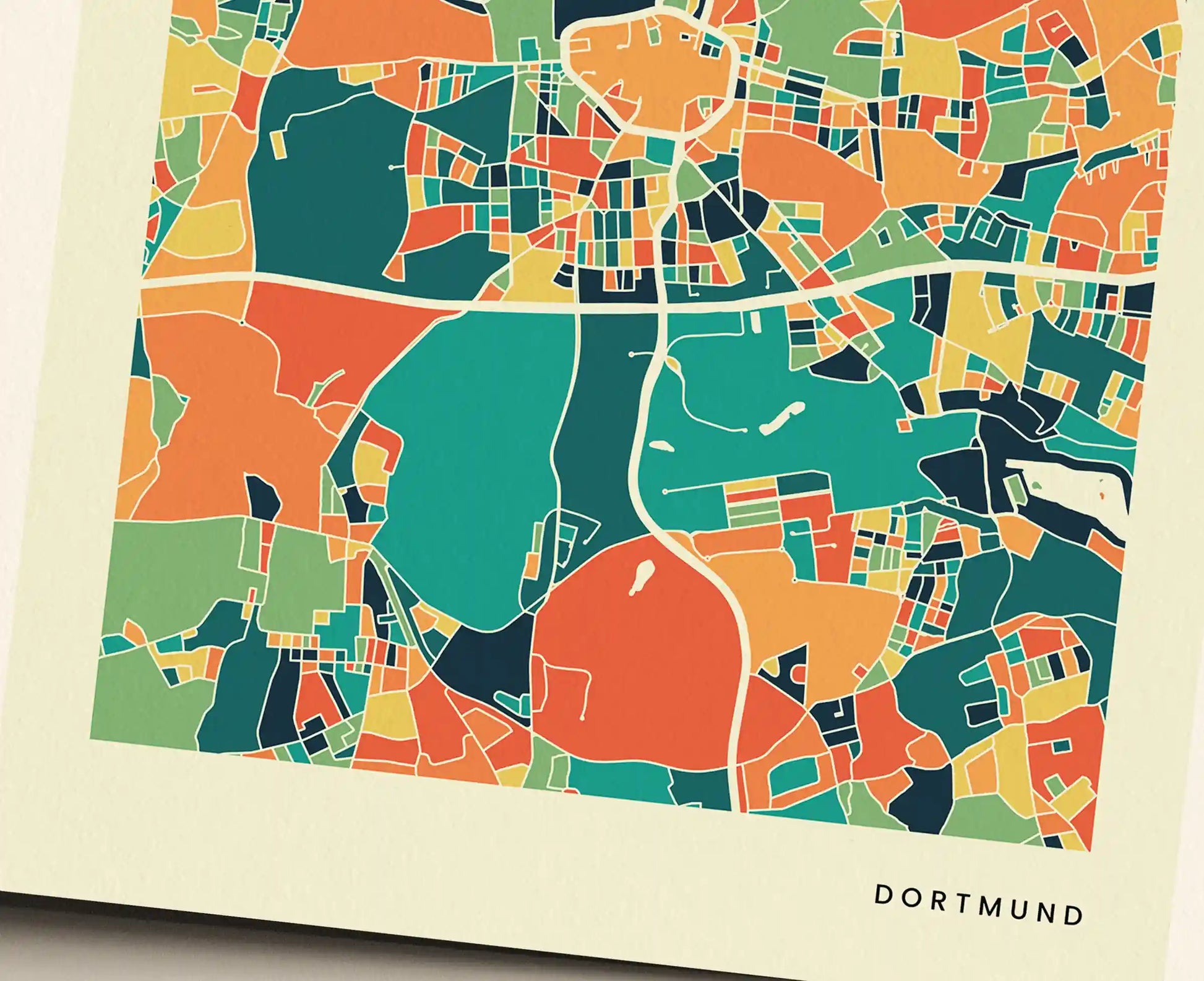 Dortmund Stadtkarte Poster – Polychroma Modern Art Print