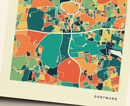 Dortmund Stadtkarte Poster – Polychroma Modern Art Print