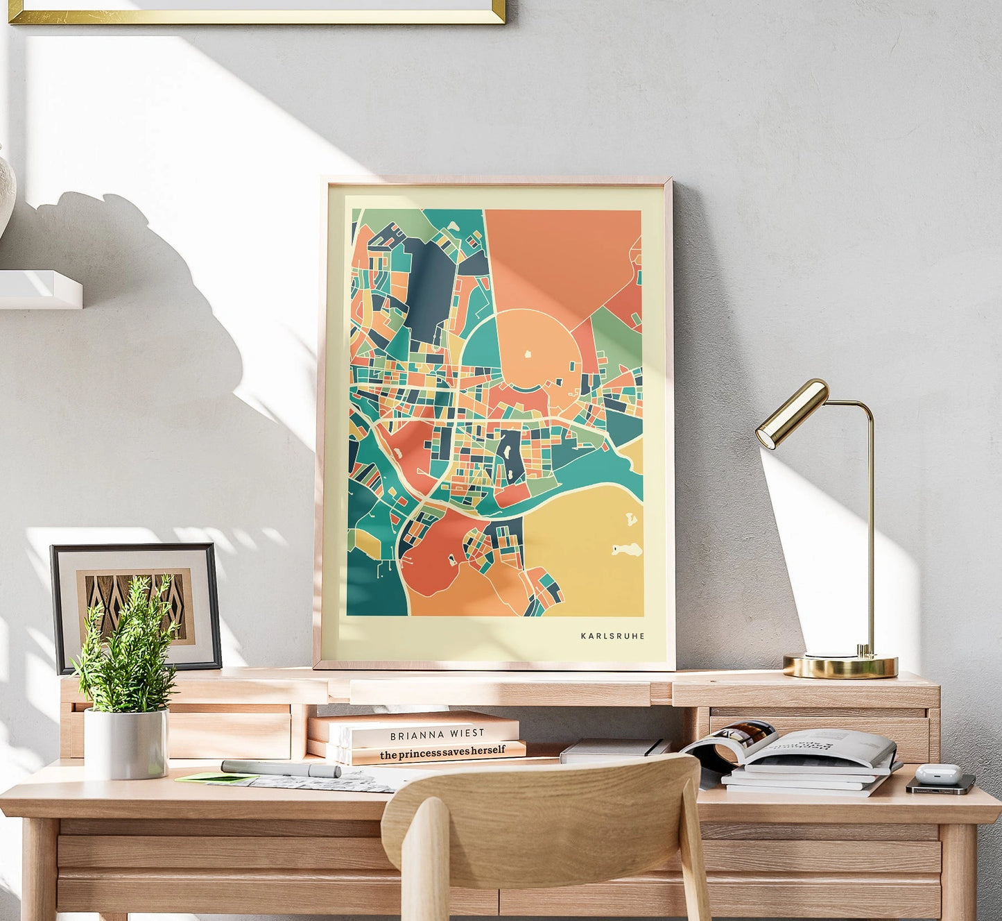 Karlsruhe Stadtkarte Poster – Polychroma Modern Art Print