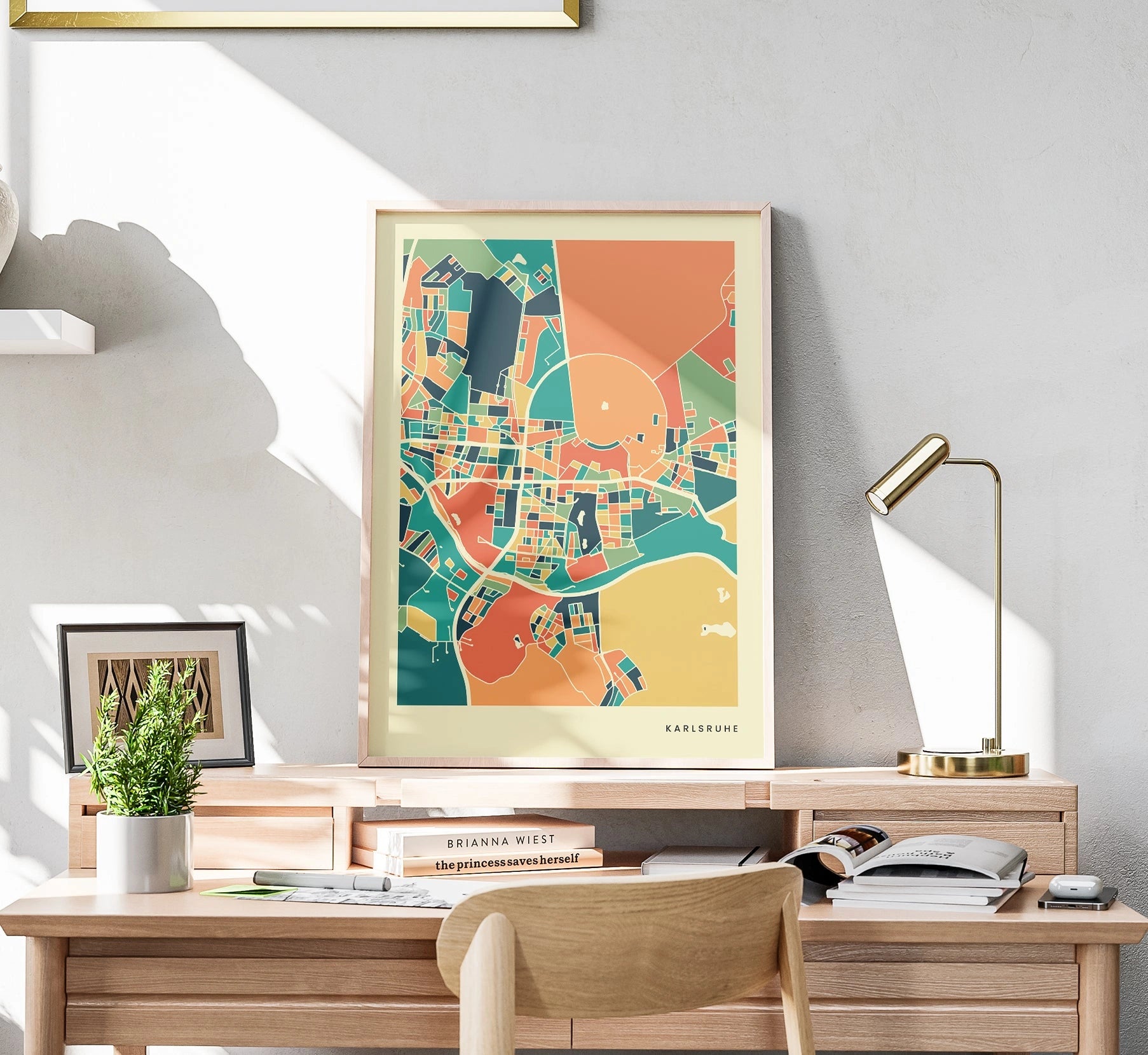 Karlsruhe Stadtkarte Poster – Polychroma Modern Art Print