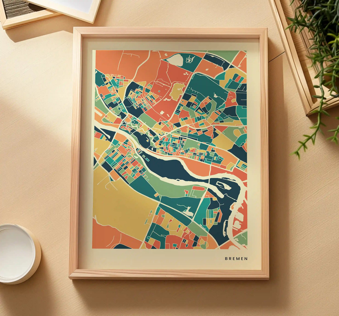 Bremen Stadtkarte Poster – Polychroma Modern Art Print