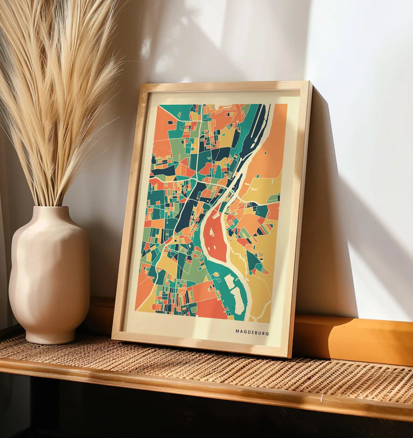 Magdeburg Stadtkarte Poster – Polychroma Modern Art Print