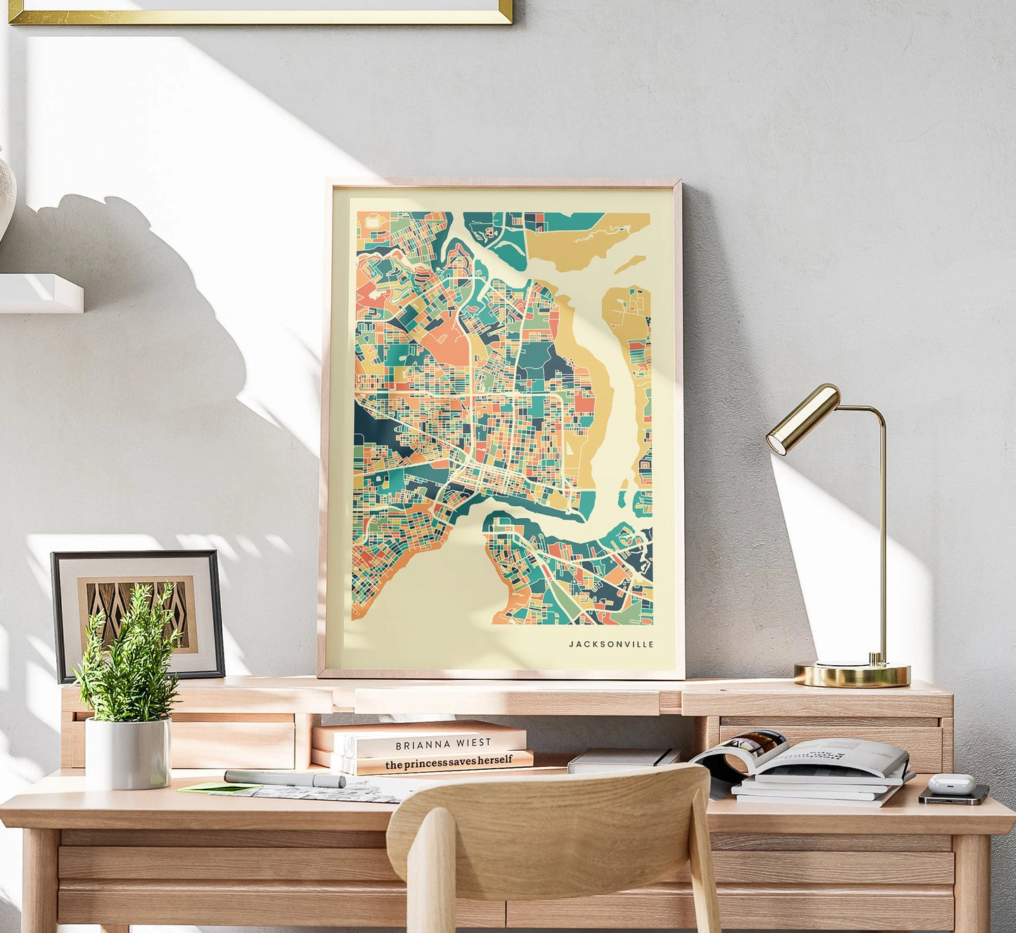 Jacksonville Stadtkarte Poster – Polychroma Modern Art Print