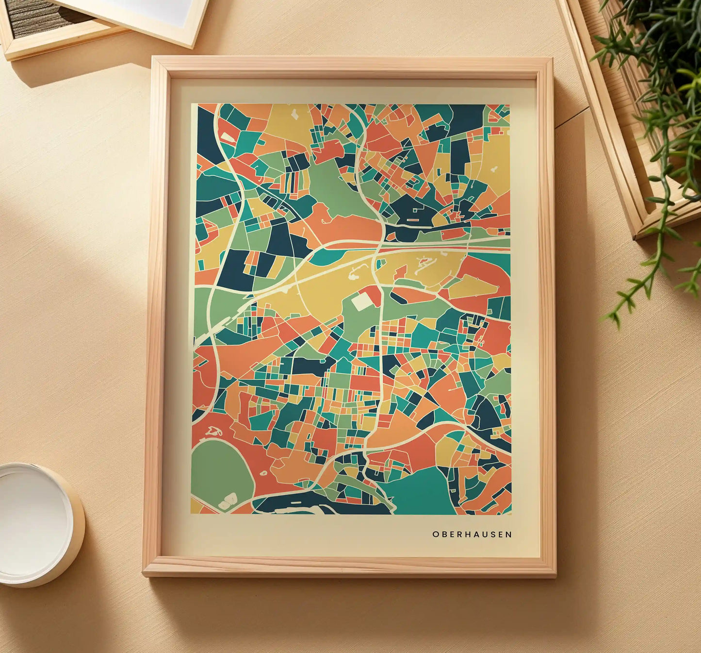 Oberhausen Stadtkarte Poster – Polychroma Modern Art Print
