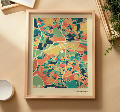 Oberhausen Stadtkarte Poster – Polychroma Modern Art Print