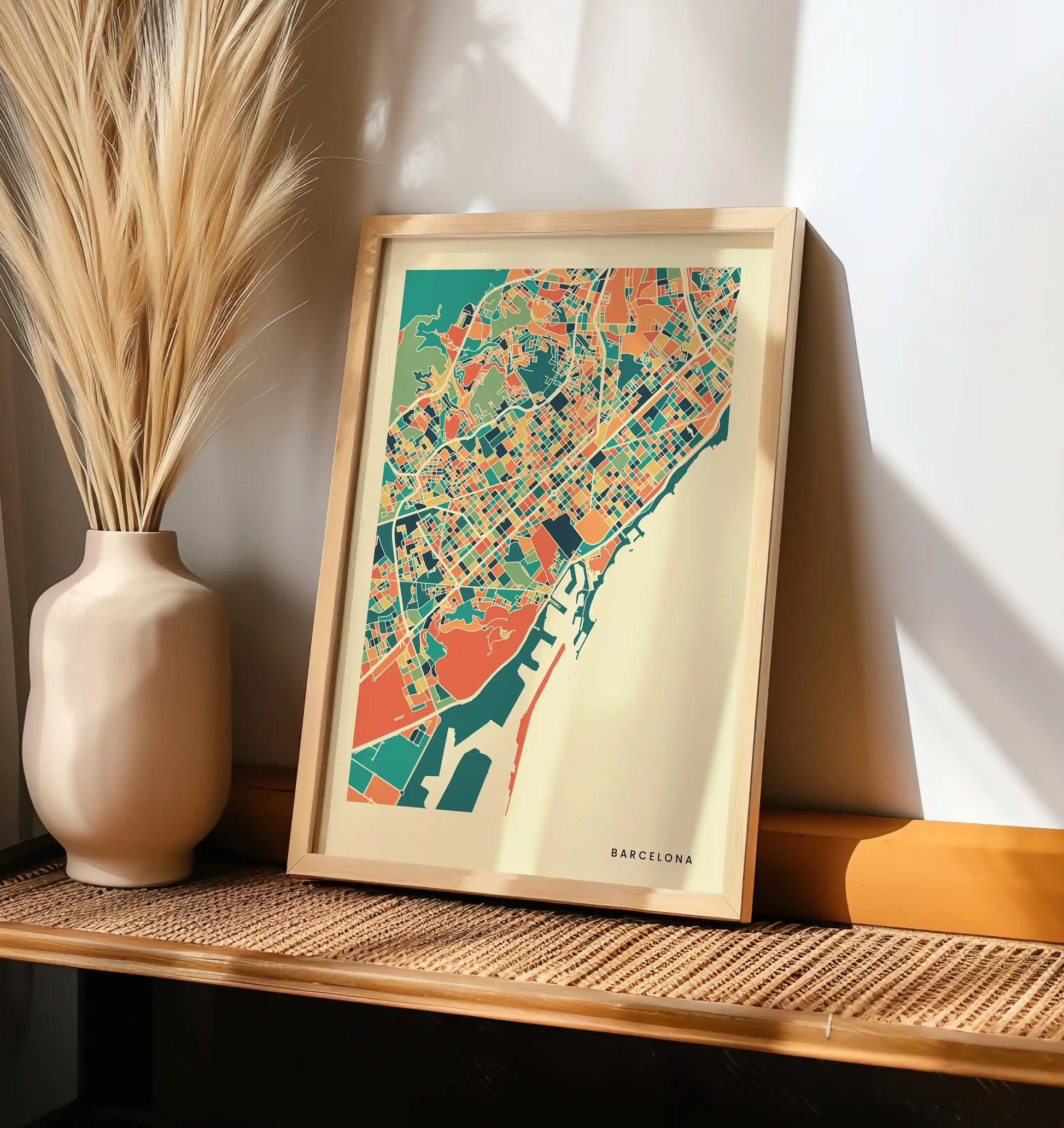 Barcelona Stadtkarte Poster – Polychroma Modern Art Print