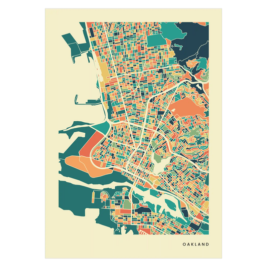 Oakland Stadtkarte Poster – Polychroma Modern Art Print