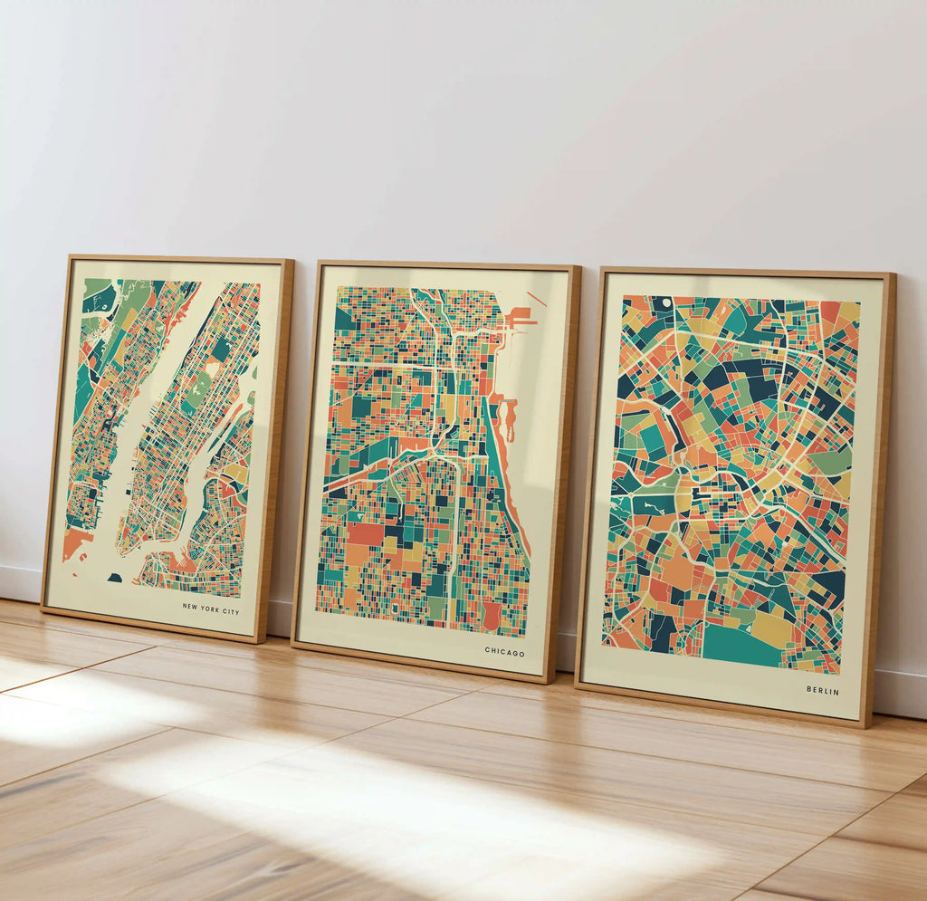 Chicago Stadtkarte Poster – Polychroma Modern Art Print